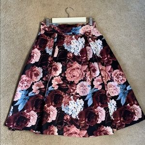 Black floral Midi Skirt